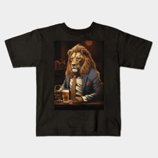 Funny Lion Beer Kids T-Shirt